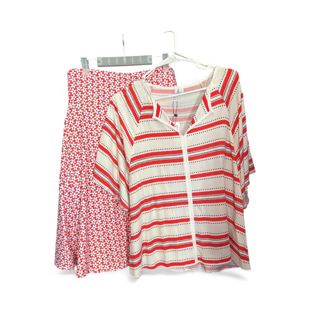 🧡🌸 NWOT LULAROE Orange/Red Floral Swing Skirt | Sz L - Picture 5 of 5